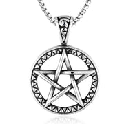 Buddha Stones Pentagram Titanium Steel Balance Necklace Pendant Necklaces & Pendants BS Silver