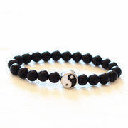 Buddha Stones 3pcs Natural White Turquoise Frosted Stone Bead Yin Yang Wealth Bracelet Bracelet BS 9
