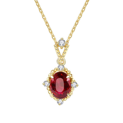 Buddha Stones 14K Gold Plated 925 Sterling Silver Red Ruby Garnet Crystal Protection Sparkling Necklace Pendant Necklaces & Pendants BS main