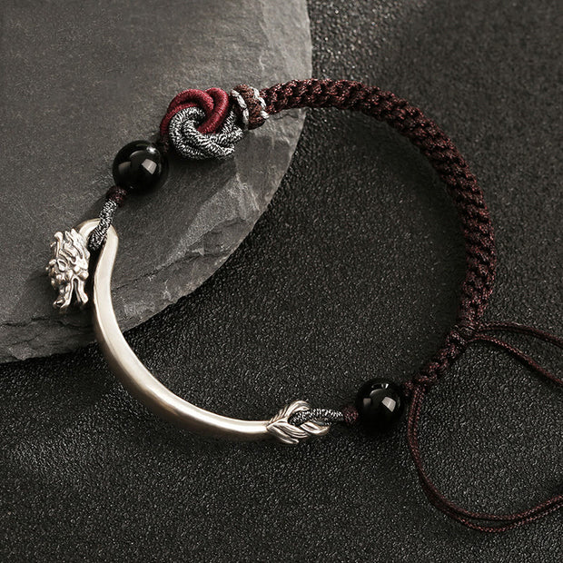 Buddha Stones 925 Sterling Silver Auspicious Dragon Success Handcrafted Braided Bracelet