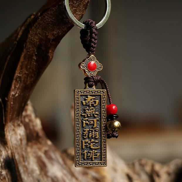 Buddha Stones Namo Amitabha Peace Blessing Keychain Key Chain BS 1