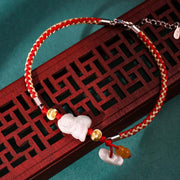 Buddha Stones Chinese Zodiac Jade Prosperity Red String Bracelet Anklet Bracelet BS Monkey(Bracelet/Anklet Size 19.5+4cm)