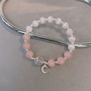 Buddha Stones Natural Cat's Eye Pink Crystal Moon Love Charm Bracelet Bracelet BS 2