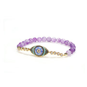Buddha Stones Amethyst Crystal Evil Eye Zircon Positive Transformation Bracelet Bracelet BS 5