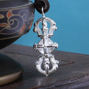 Buddha Stones 999 Sterling Silver Double Dorje Vajra Spiritual Power Strength Necklace Pendant Necklaces & Pendants BS 8