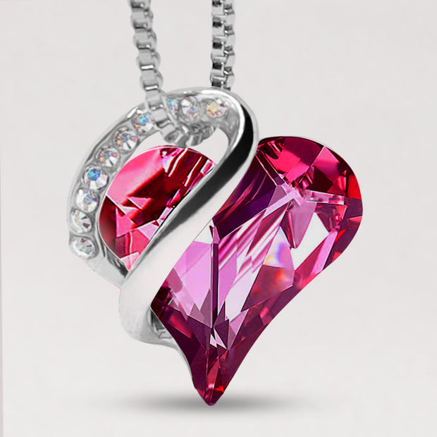 Buddha Stones Love Heart Birthstone Healing Energy Necklace Pendant Necklaces & Pendants BS 02-February-Pink Purple