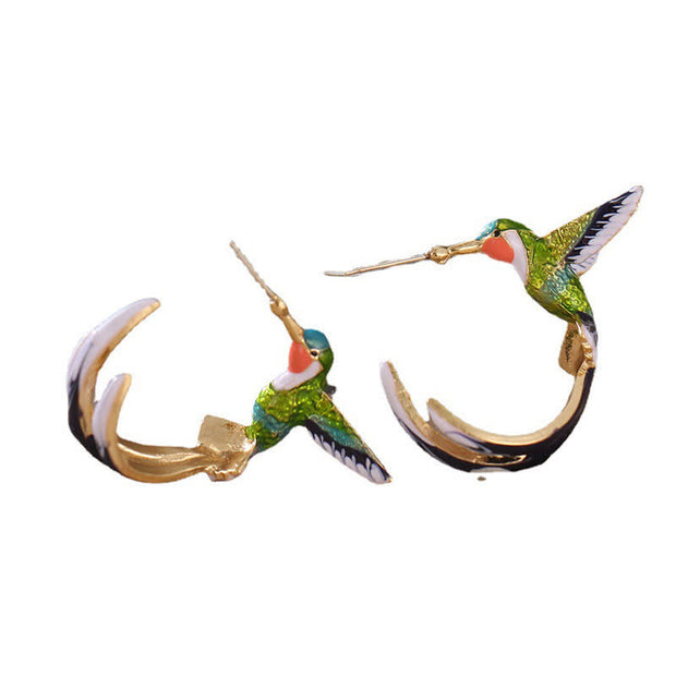 Buddha Stones Hummingbird Wealth Luck Earrings Earrings BS 5