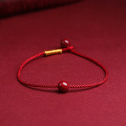Buddha Stones Natural Cinnabar Red Agate Blessing Red String Bracelet