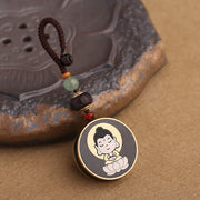 Buddha Stones Ebony Wood Rosewood Buddha Avalokitesvara Om Mani Padme Hum Balance Car Key Chain Decoration Key Chain BS 2