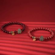 Buddha Stones 925 Sterling Silver Year of the Dragon Natural Cinnabar Hetian Jade Dragon Fu Character Ruyi As One Wishes Charm Blessing Bracelet (Extra 30% Off | USE CODE: FS30) Bracelet BS 9