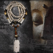 Buddha Stones 108 Mala Beads Bodhi Seed Yak Bone Avalokitesvara Lucky Pixiu Guan Gong Buddha Demon Peace Tassel Bracelet
