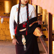 Buddha Stones Tibetan Shirt Robe Clothing Lhasa Long Dress Women Clothing