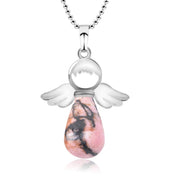 Buddha Stones Little Angel Wings Natural Crystal Luck Necklace Pendant Necklaces & Pendants BS Zebra Jasper