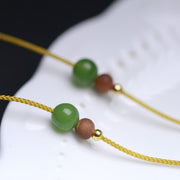 Buddha Stones Natural Hetian Jade Small Bag Pattern Prosperity String Necklace Pendant Necklaces & Pendants BS 6