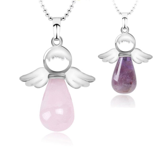 Buddha Stones Little Angel Wings Natural Crystal Luck Necklace Pendant Necklaces & Pendants BS 2