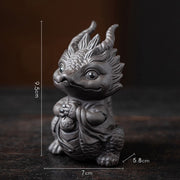 Buddha Stones Luck Dragon Wealth Tea Pet Purple Clay Figurine Decoration Decorations BS Little Dragon Girl-Black 7*5.8*9.5cm