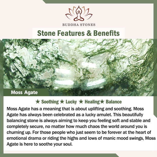Buddha Stones Moss Agate Healing Balance Ring Rings BS 11