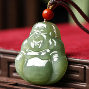 Buddha Stones Laughing Buddha Hetian Jade Abundance Necklace String Pendant Necklaces & Pendants BS 4