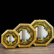 Buddha Stones Feng Shui Bagua Map Five-Emperor Coins Gourd Balance Living Room Energy Map Mirror