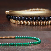 Buddha Stones Tibetan Various Agate Stone Copper Protection Triple Wrap Bracelet Bracelet BS 6