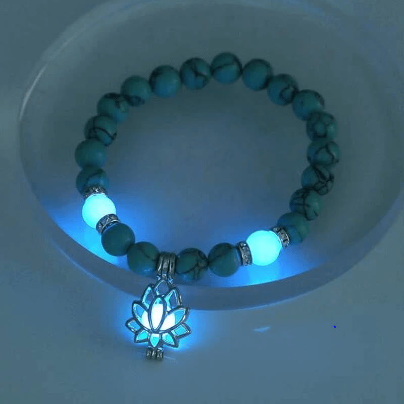 FREE Today: Positive Thinking Tibetan Turquoise Glowstone Luminous Bead Lotus Protection Bracelet FREE FREE 7