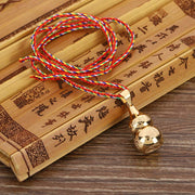 Buddha Stones Tibetan Yin Yang Symbol Gourd Harmony Titanium Steel Necklace Pendant Necklaces & Pendants BS Gold&Colorful Cord