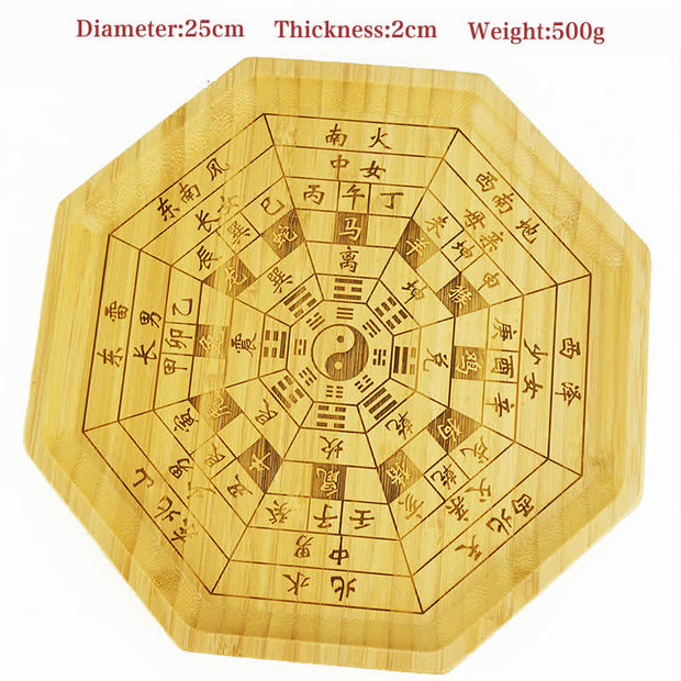 Buddha Stones Feng Shui Bamboo Bagua Map Harmony Energy Map Bagua Map BS 12 Chinese Zodiac 25cm