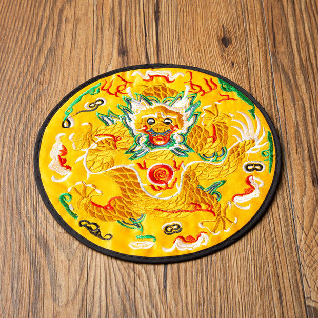 Buddha Stones Dragon Embroidery Cup Mat Pad Tea Cup Coaster Kung Fu Tea Mat Tea Mat BS 3