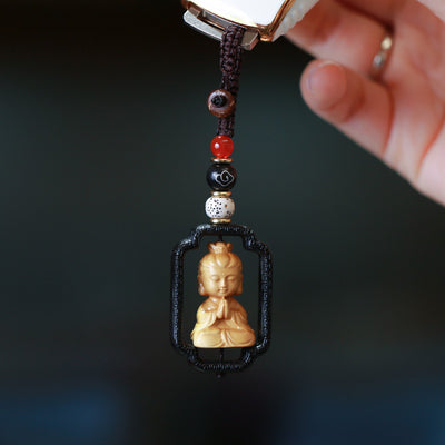 FREE Today: Purify The Mind Avalokitesvara Kwan Yin Bodhisattva Buddha Protection Boxwood Key Chain