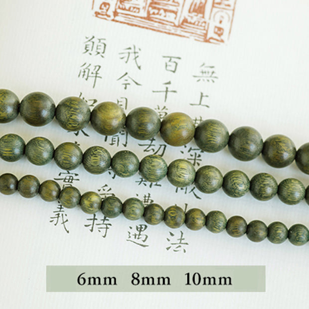 Buddha Stones 108 Mala Beads Green Sandalwood Chinese Knotting Soothing Bracelet Mala Bracelet BS 15