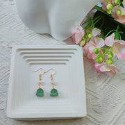 Buddha Stones Lily of The Valley Natural Green Aventurine 14K Gold Plated Luck Pearl Drop Dangle Floral Earrings Earrings BS 4