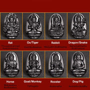 Buddha Stones Tibet 108 Mala Beads Rudraksha Bodhi Seed Chinese Zodiac Natal Buddha Wealth Charm Bracelet Mala Bracelet BS 18