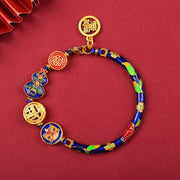 Buddha Stones Tibetan Gourd Fortune Happiness Lion Wealth Luck Bracelet Bracelet BS Dark Blue