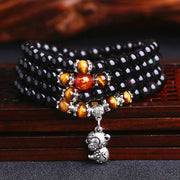 Chinese Zodiac 108 Beads Black Obsidian Tiger Eye Fortune Mala Bracelet Mala Bracelet BS Black Obsidian&Tiger Eye Monkey
