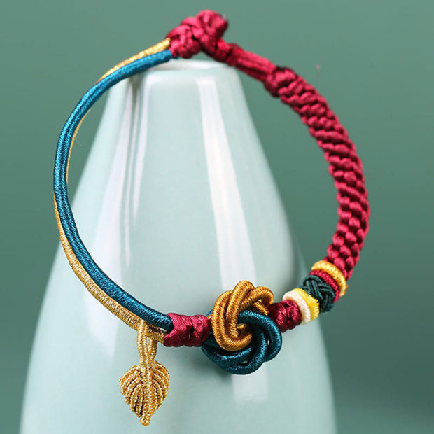 Buddha Stones Tibetan Handmade Mandala Knot Leaf Luck Rope Bracelet Bracelet BS 5