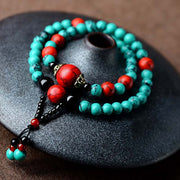 Buddha Stones Turquoise Black Onyx Red Turquoise Bead Protection Bracelet Bracelet Necklaces & Pendants BS Turquoise Bracelet