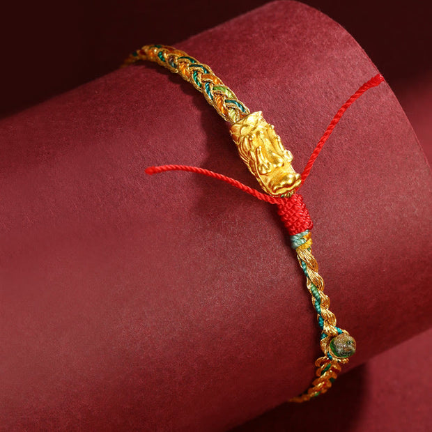 Buddha Stones Year of the Dragon Handmade Colorful Dragon Carved Success Braided Bracelet (Extra 30% Off | USE CODE: FS30)