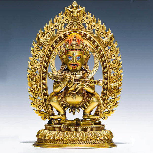 Buddha Stones Tibet Two-armed Mahakala Bodhisattva Figurine Serenity Copper Statue Decoration