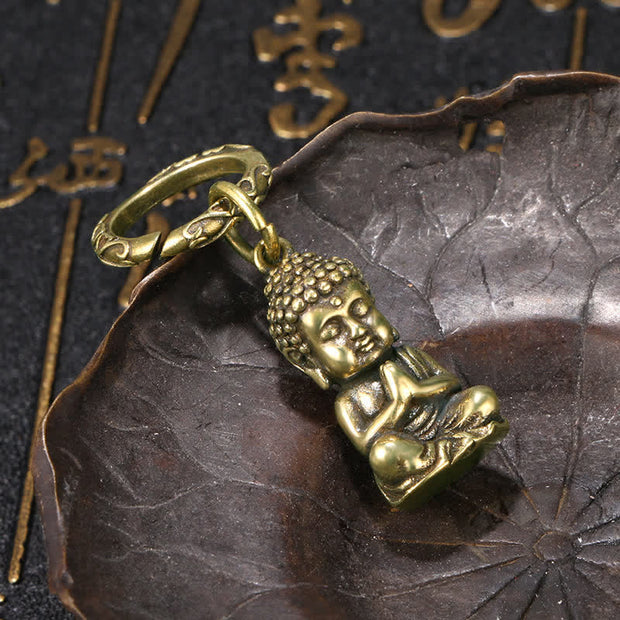 Buddha Stones Buddha Shakyamuni Serenity Peace Copper Keychain Key Chain BS 1