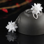Buddha Stones 925 Sterling Silver Flower Blessing Earrings Earrings BS 6