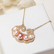 Buddha Stones 18K Gold Plated Natural Pearl Chinese Lock Charm Sincerity Necklace Pendant Necklaces & Pendants BS Chinese Lock Charm 3.3*2.5cm