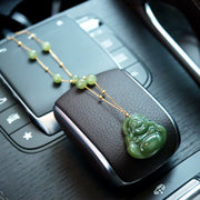 Buddha Stones Laughing Buddha Hetian Jade Luck Necklace Bead Chain Pendant Necklaces & Pendants BS 3