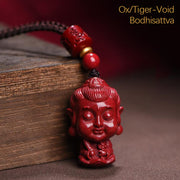 Buddha Stones Chinese Zodiac Natal Buddha Natural Cinnabar Amulet Keep Away Evil Spirits Necklace Pendant Necklaces & Pendants BS 7