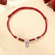 Buddha Stones 925 Sterling Silver Luck Koi Fish Wealth Handcrafted Braided Red Bracelet