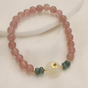 Buddha Stones Natural Strawberry Quartz Chalcedony Jade Healing Bracelet Bracelet BS 1
