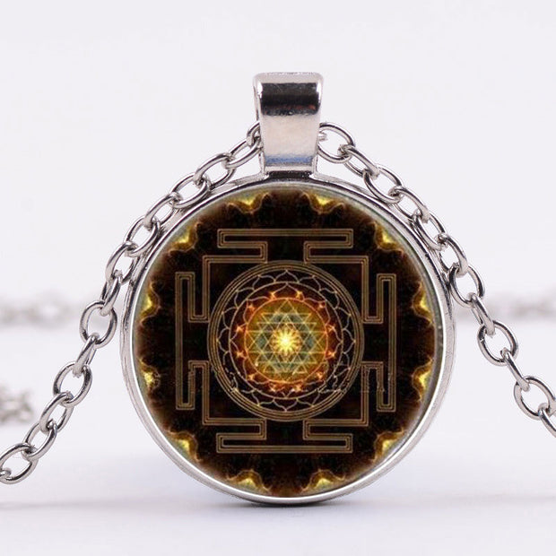 Buddha Stones Sacred Sri Yantra Time Gemstone Necklace Necklaces & Pendants BS 2