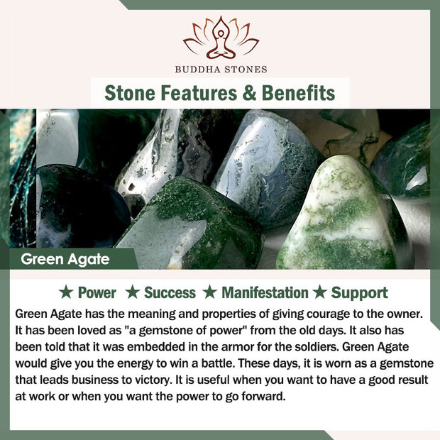 Buddha Stones 108 Mala Beads Natural Green Agate Power Support Bracelet