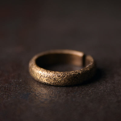 Buddha Stones Tibetan Vintage Texture Design Copper Luck Couple Ring Ring BS Men(Size Plus) 4.5mm