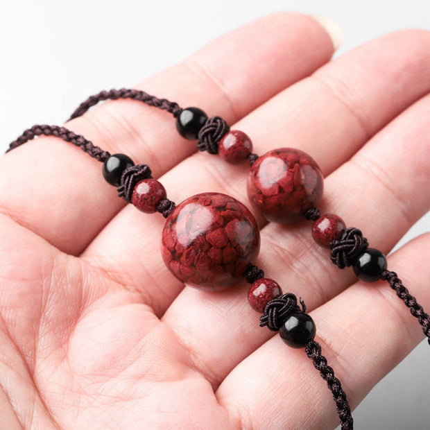 Buddha Stones Natural Cinnabar Stones Bead Blessing Necklace Pendant