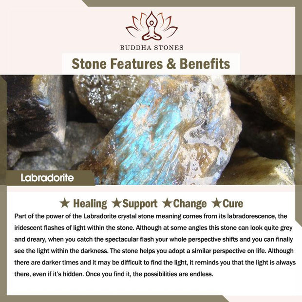 Buddha Stones Natural Labradorite Moonstone Support Healing Beaded Bracelet Bracelet BS 10